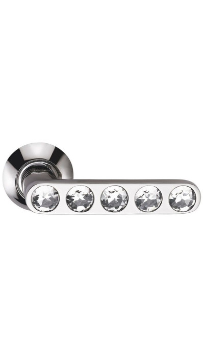 Ручка дверная фалевая на круглой накладке SILLUR 200 P.CHROME/CRYSTAL хром/ кристаллы