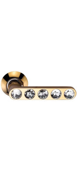 Ручка дверная фалевая на круглой накладке SILLUR 200 P.GOLD/CRYSTAL золото/кристаллы