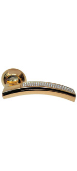 Ручка дверная фалевая на круглой накладке SILLUR 132 P.GOLD/CRYSTAL золото/кристаллы
