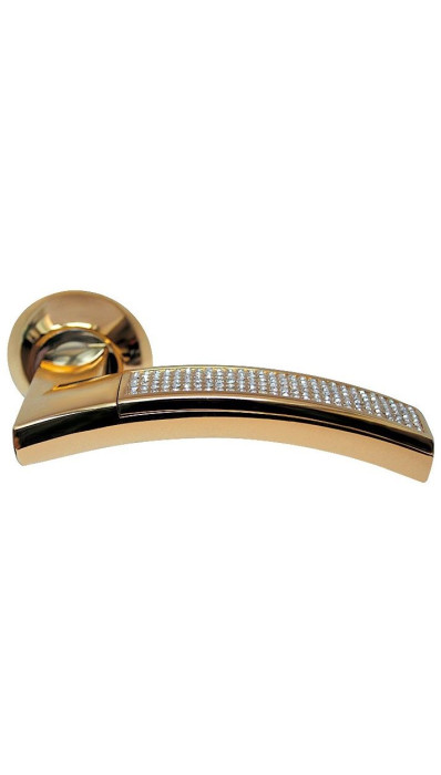 Ручка дверная фалевая на круглой накладке SILLUR 132 P.GOLD/CRYSTAL золото/кристаллы