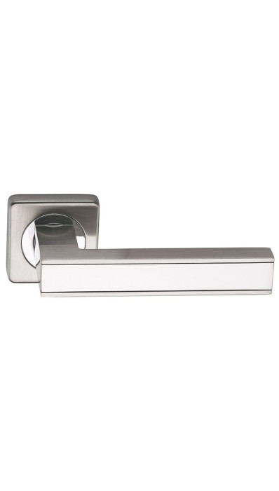 Ручка дверная фалевая на квадратной накладке SILLUR C159 S.CHROME/P.CHROME матовый хром / хром