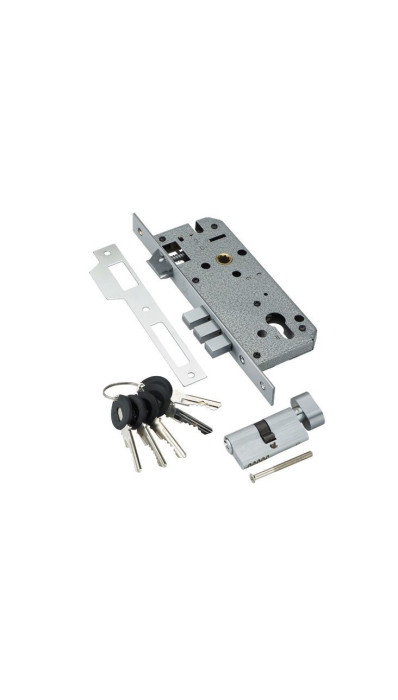 Замок врезной с цилиндром ADDEN BAU LOCK 4585 5-60B D CHROME Хром