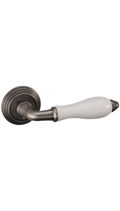 Дверная ручка на круглой розетке ADDEN BAU PORCELLANA V214 Aged silver cостаренное серебро