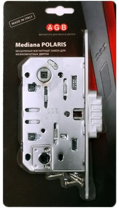 B06102.50.34.567 Замок межкомнатный (BOX) WC MEDIANA POLARIS (матовый хром) + отв. планка