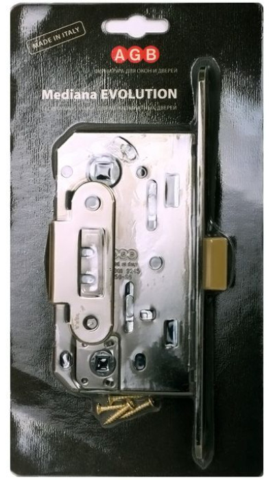 B01102.50.06.567 Замок межкомнатный (BOX) WC AGB MEDIANA EVOLUTION (никель) + отв. планка