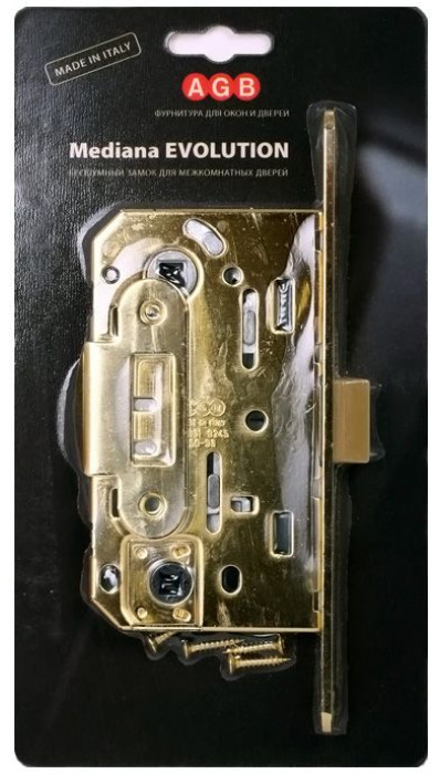B01102.50.03.567 Замок межкомнатный (BOX) WC AGB MEDIANA EVOLUTION (латунь) + отв. планка