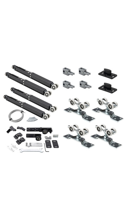 Раздвижная система K.Sistem SET-80 Telescopic+4 Soft телескопического открывания 2х дверей до 80 кг + профиль 3м