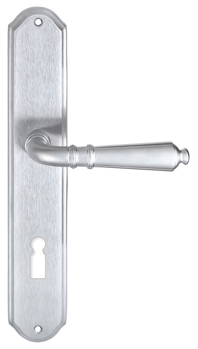 Дверная ручка Extreza PETRA (Петра) 304 на планке PL01 KEY матовый хром F05