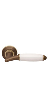 Ручка дверная на круглой розетке MANDELLI 1201 MELODY MBR/POW матовая бронза (белая керамика)