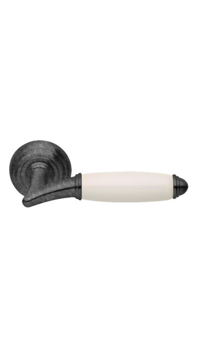Ручка дверная на круглой розетке MANDELLI 1201 MELODY 28/POW античный хром (белая керамика)