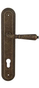 Дверная ручка Extreza PETRA (Петра) 304 на планке PL05 CYL античная бронза F23
