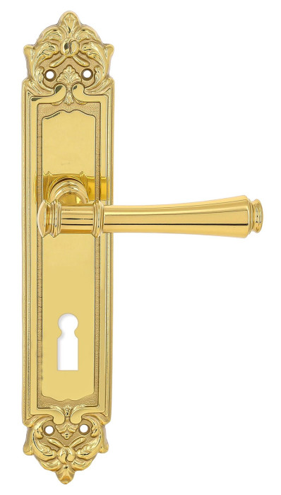 Дверная ручка Extreza PIERO (Пиеро) 326 на планке PL02 KEY полированная латунь F01