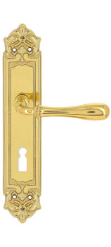 Дверная ручка Extreza CARRERA (Каррера) 321 на планке PL02 KEY полированная латунь F01