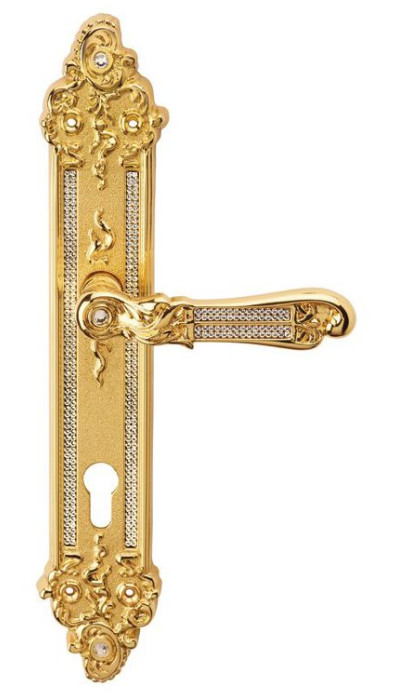 Дверная ручка Linea Cali на планке TIFFANY 1307 PL YALE OZ золото 24K глянцевое