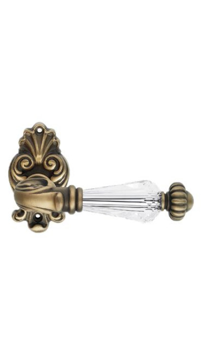 Дверная ручка LINEA CALI на фигурной розетке NINFA CRYSTAL 1542 RO 015 PM платина матовая