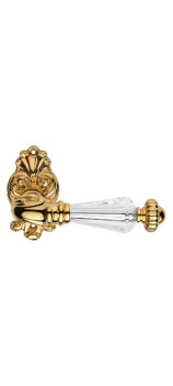 Дверная ручка LINEA CALI на фигурной розетке NINFA CRYSTAL 1542 RO 015 OZ золото 24K глянцевое