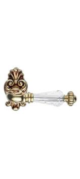 Дверная ручка LINEA CALI на фигурной розетке NINFA CRYSTAL 1542 RO 015 OF золото французское, матовое