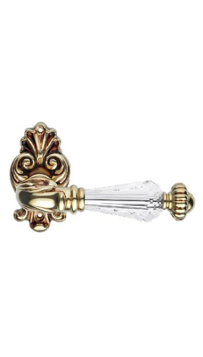 Дверная ручка LINEA CALI на фигурной розетке NINFA CRYSTAL 1542 RO 015 OF золото французское, матовое