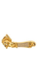 Дверная ручка LINEA CALI на фигурной розетке TIFFANY Swar 1307 RO 018 OZ золото 24K глянцевое