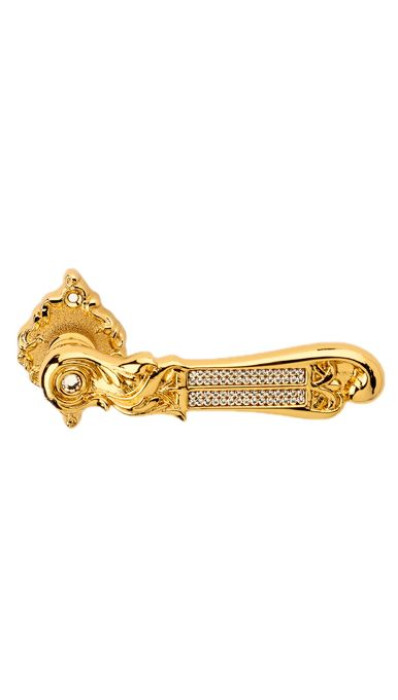 Дверная ручка LINEA CALI на фигурной розетке TIFFANY Swar 1307 RO 018 OZ золото 24K глянцевое