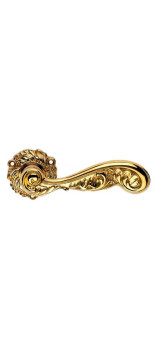 Дверная ручка LINEA CALI на фигурной розетке ROCOCO 1285 RO 078 OZ золото 24K глянцевое