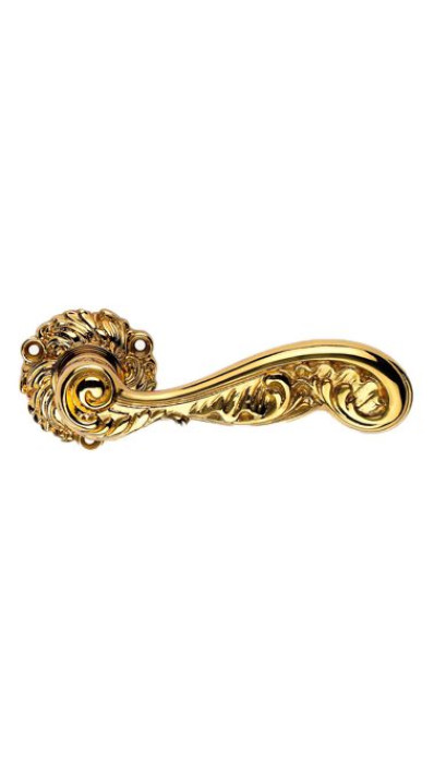 Дверная ручка LINEA CALI на фигурной розетке ROCOCO 1285 RO 078 OZ золото 24K глянцевое
