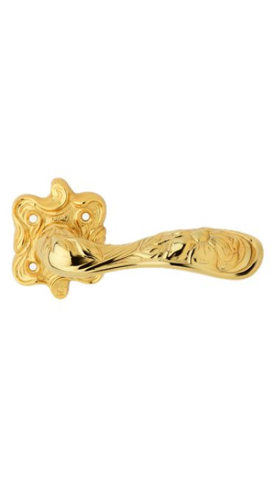 Дверная ручка LINEA CALI на фигурной розетке ARTE 1165 RO 091 OZ золото 24K глянцевое