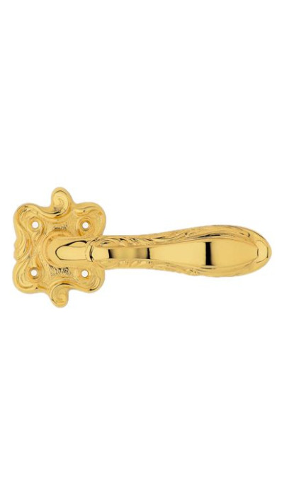 Дверная ручка LINEA CALI на фигурной розетке LIBERTY 1160 RO 091 OZ золото 24K глянцевое
