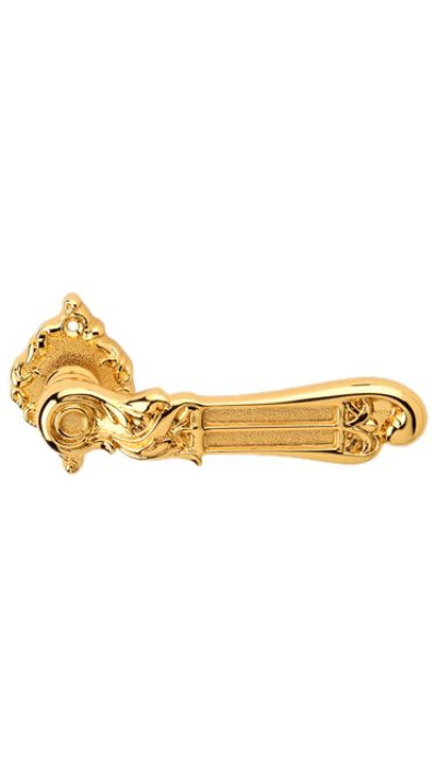 Дверная ручка LINEA CALI TIFFANY 1308 RO 018 на фигурной розетке OZ золото 24K глянцевое