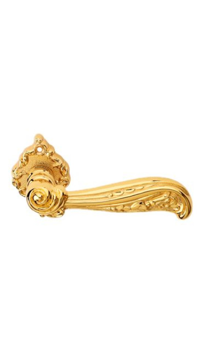 Дверная ручка LINEA CALI NATURE 1320 RO 018 на фигурной розетке OZ золото 24K глянцевое