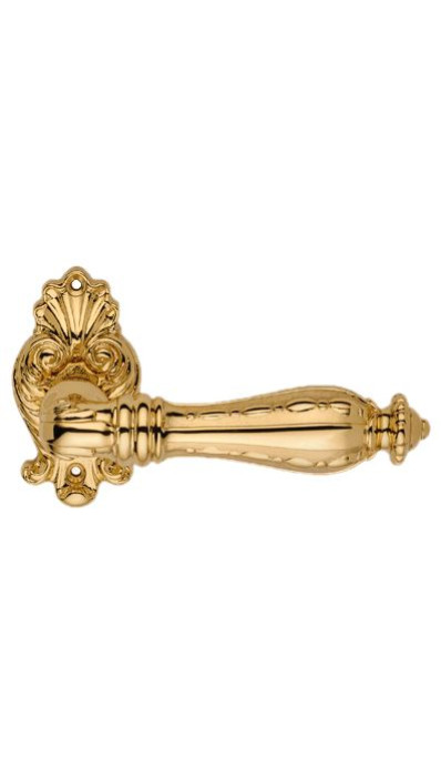 Дверная ручка LINEA CALI на фигурной розетке ZAARA 1535 RO 015 OZ золото 24K глянцевое