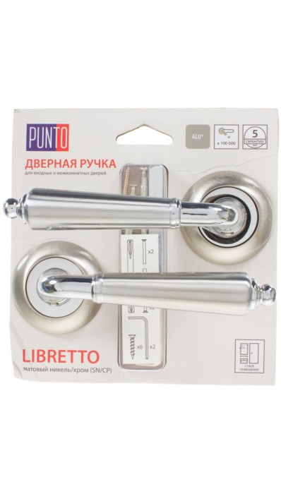 Дверная ручка PUNTO LIBRETTO ML/HD SN/CP-3 матовый никель / хром