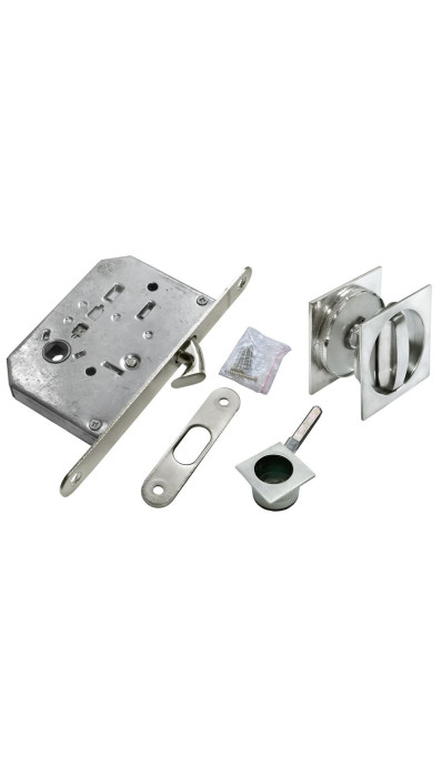 Комплект c замком Morelli MHS-2 WC для раздвижных дверей SC матовый хром Комплект c замком Morelli MHS-2 WC для раздвижных дверей SC матовый хром