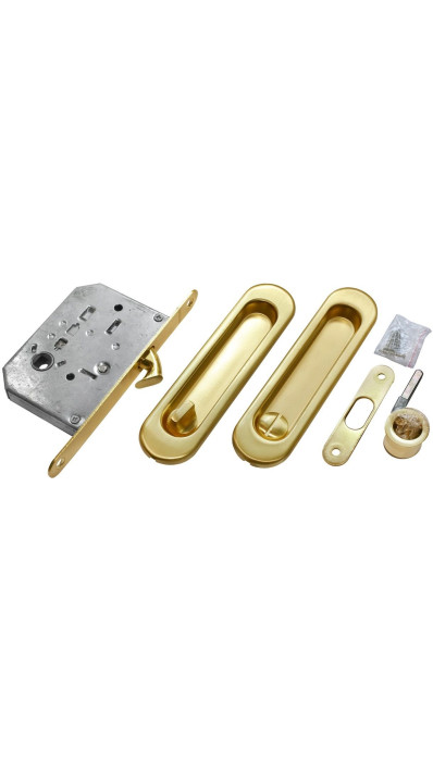 Комплект ручки купе сантехническая защелка MORELLI MHS150 WC SG Матовое золото Комплект ручки купе сантехническая защелка MORELLI MHS150 WC SG Матовое золото